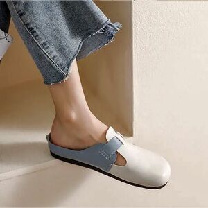 Chic Blue and White Mules for Effortless Style